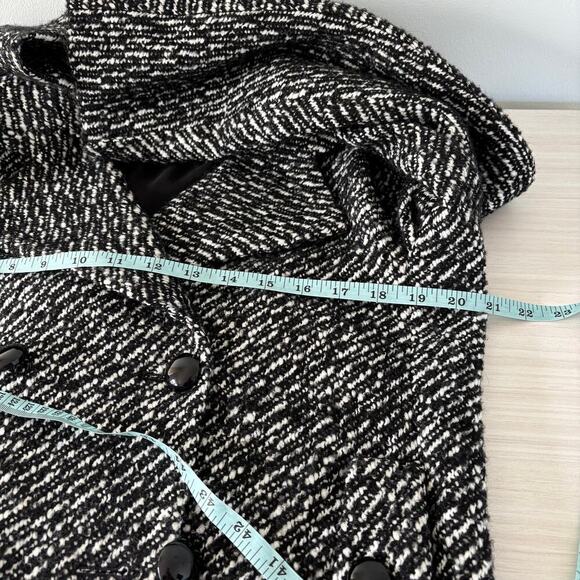 Talbots Double Breasted Tweed Wool Blend Jacket Size 10 Petite Black White - Picture 7 of 9